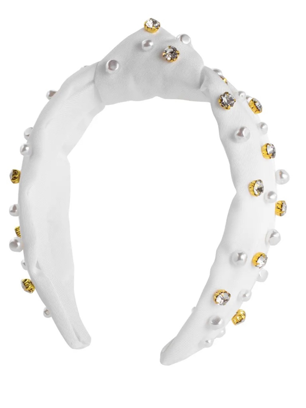 RARE Lilly Pulitzer White Pearl & Gold Crystal Knotted Headband WEDDING FESTIVAL